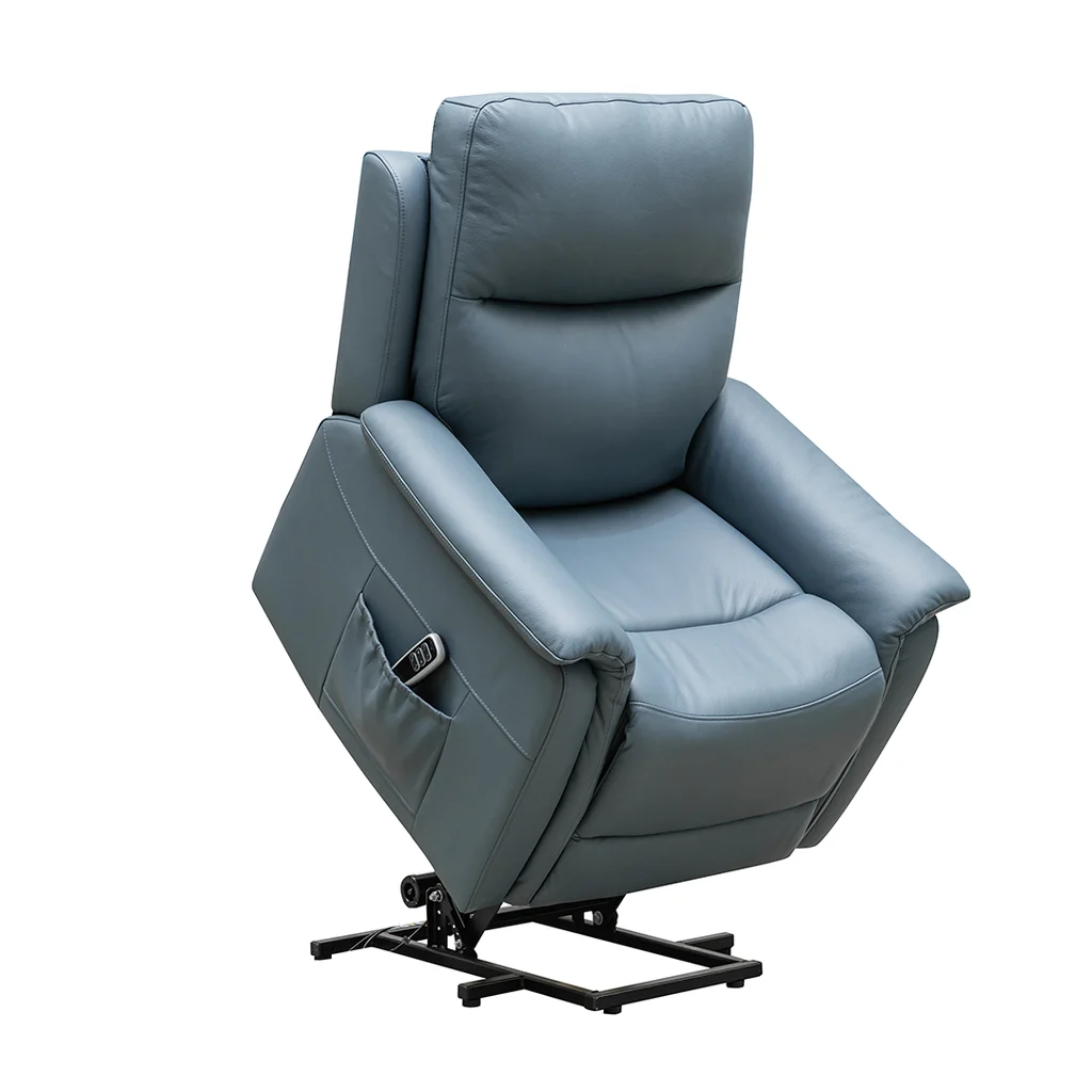 Excellent Madrid Dual Motor Lift Chair Leather Light Grey High-End