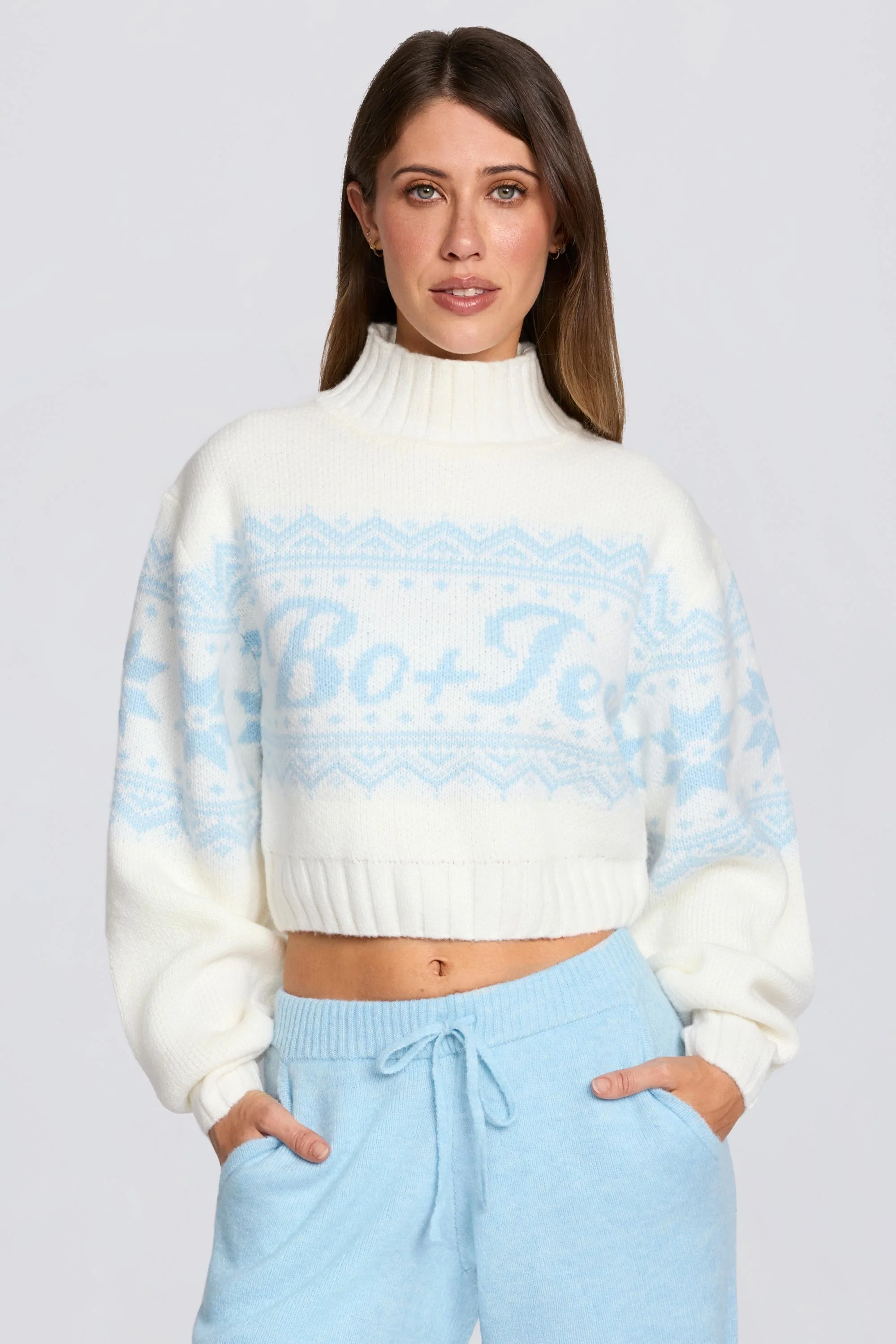 Genuine Jacquard-Knit Cropped Jumper in Ivory Original
