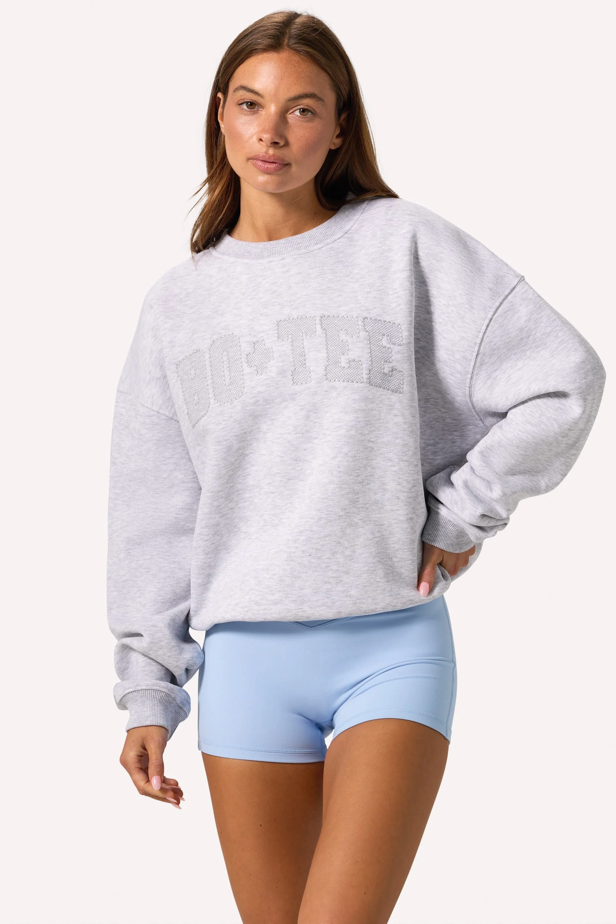 Clean Oversized Crew-Neck Jumper in Grey Marl Optimized