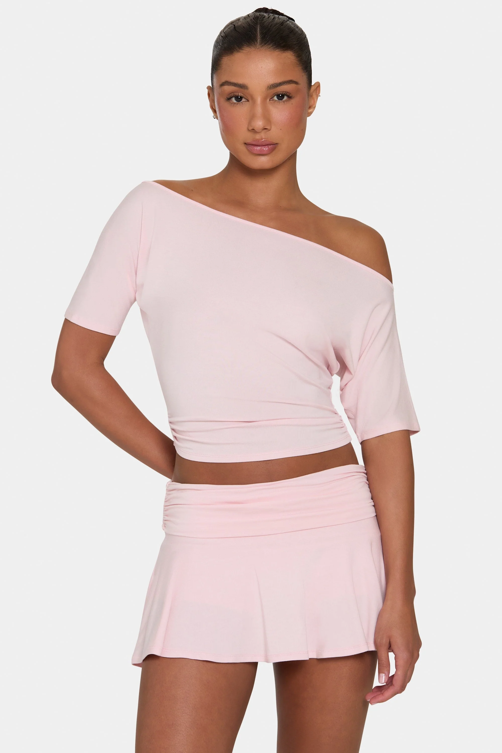 Prestigious ButterCloud™ Slouchy Off-Shoulder Top in Blush Easy-to-Use