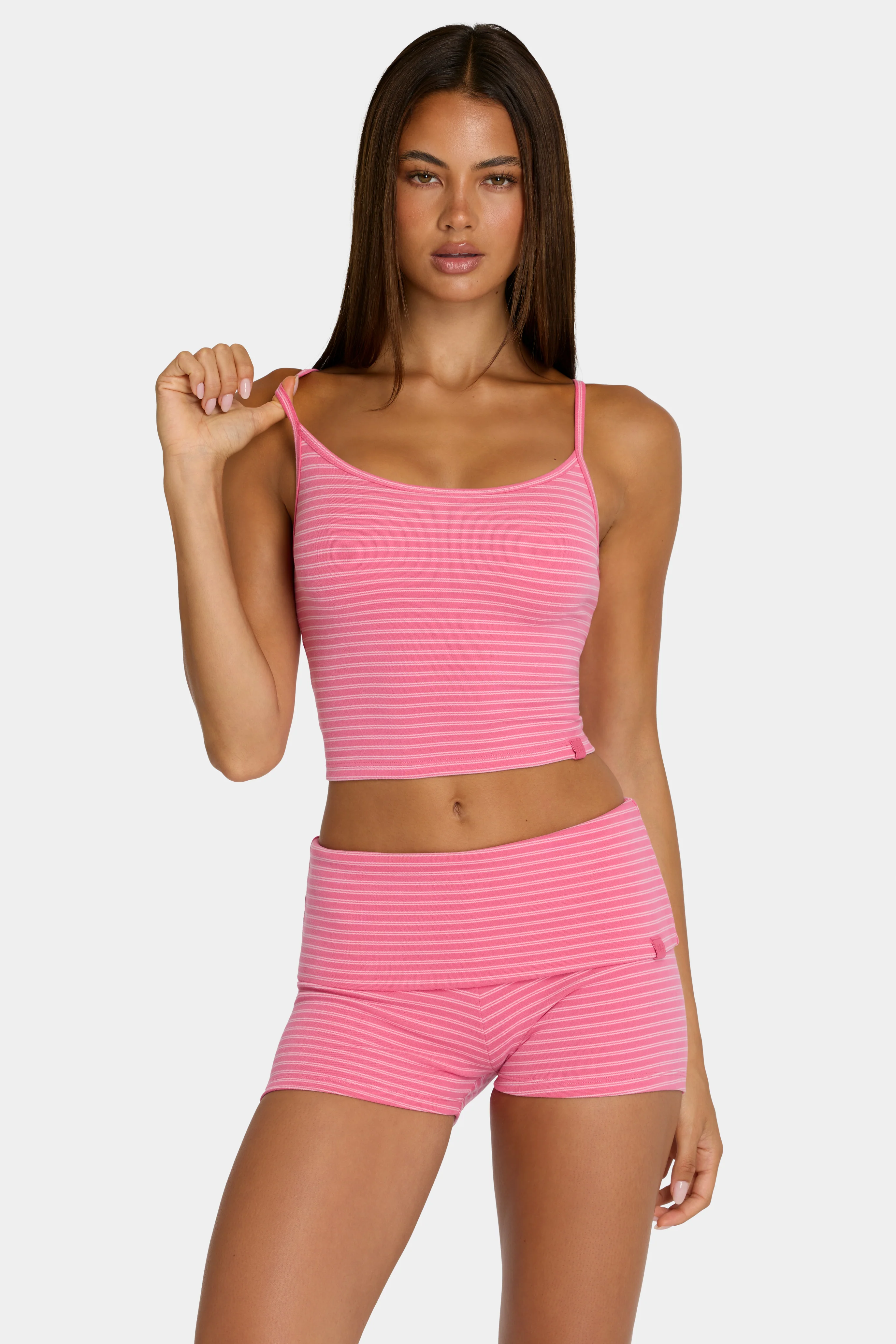 World-Class Brushed Jersey Tank Top in Pink Stripe Secure