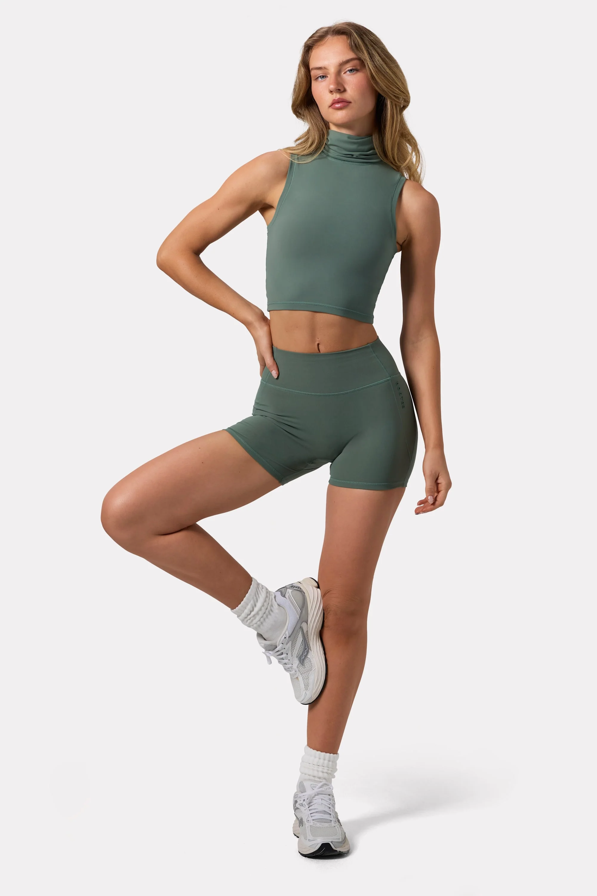 Unique Soft Active High Waist Mini Shorts in Khaki Next-Generation
