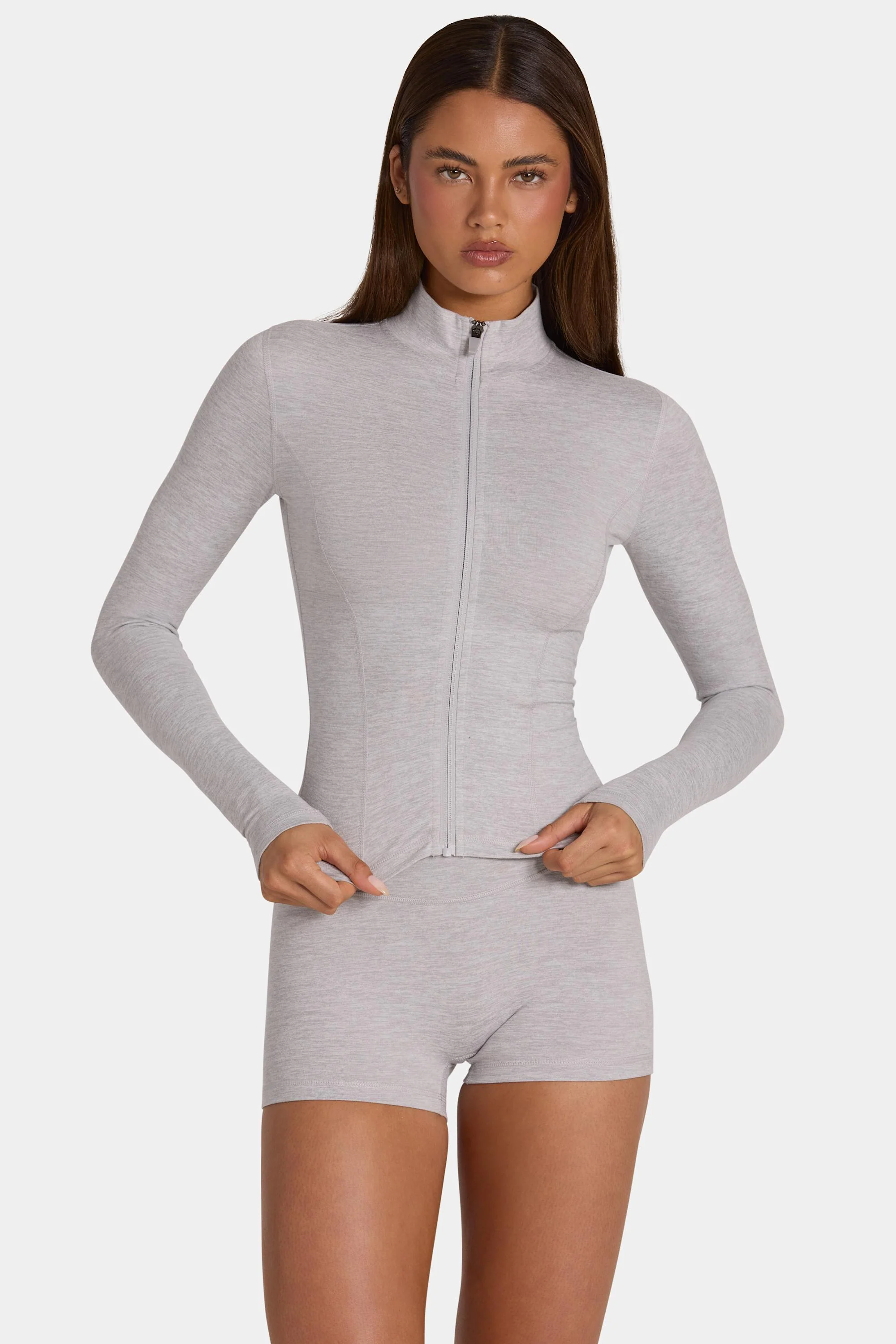 Dependable Soft Active Zip-Up Jacket in Grey Marl Easy-to-Use