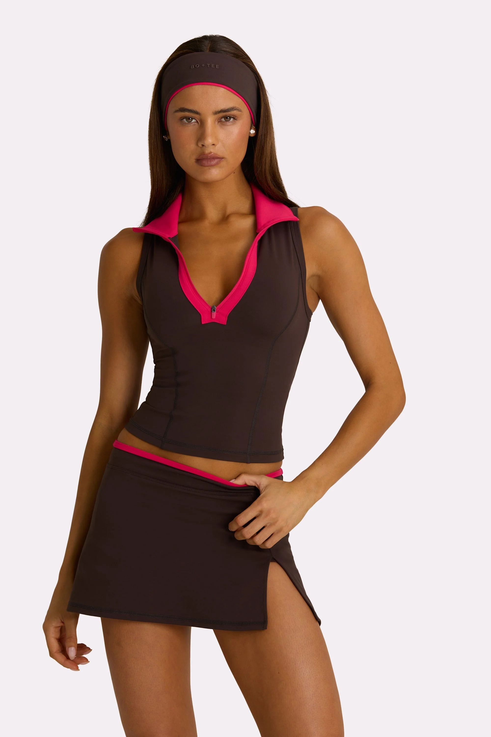 Reusable Soft Active Collared Tank Top in Truffle Safe