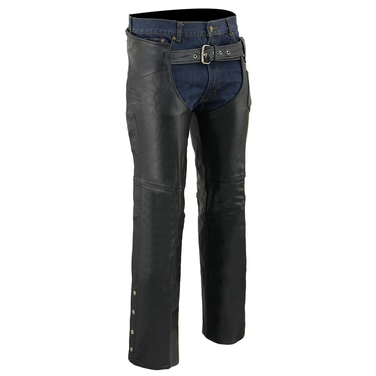 Secure Milwaukee Leather Chaps for Men’s Black Premium Leather Fully Lined – Coin Pocket Motorcycle Riders Chap – SH1115 Innovative
