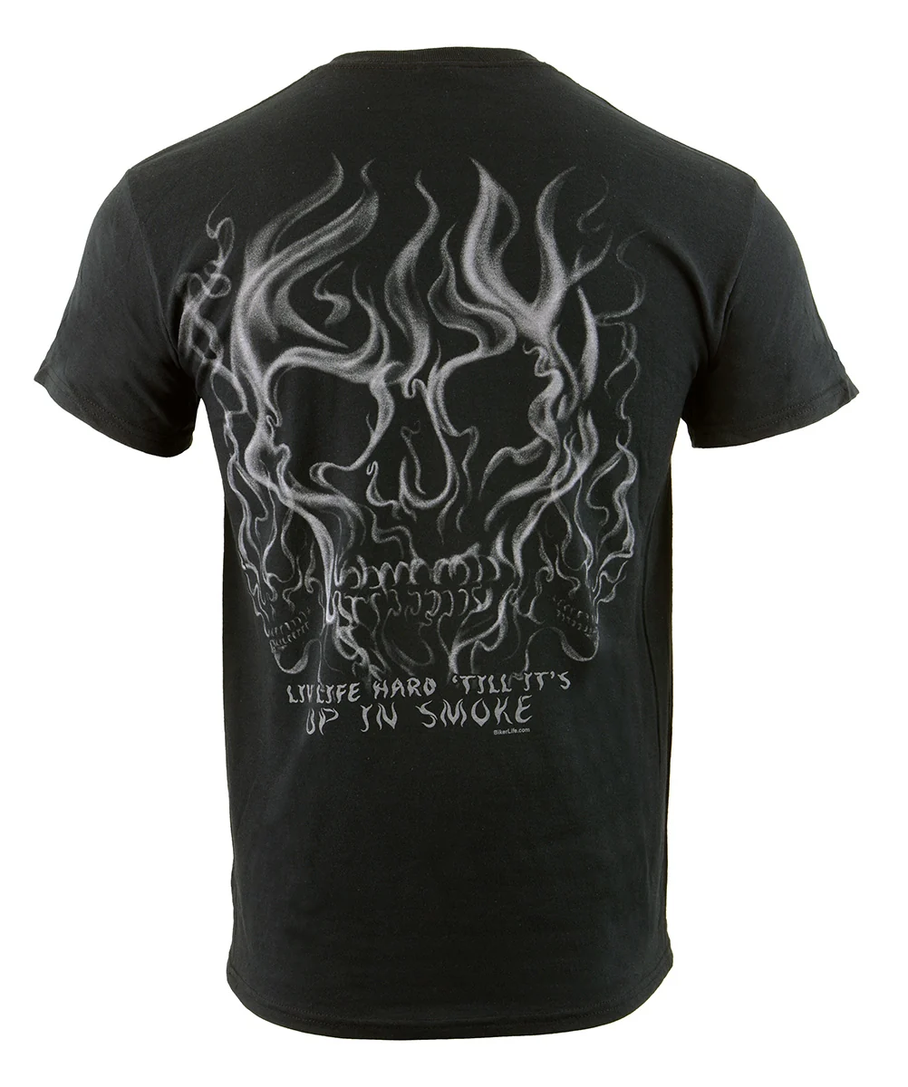 Certified Biker Clothing Co. BCC116011 Men’s Black ‘Live Life Hard’ Motorcycle Cotton Skull T-Shirt Reliable