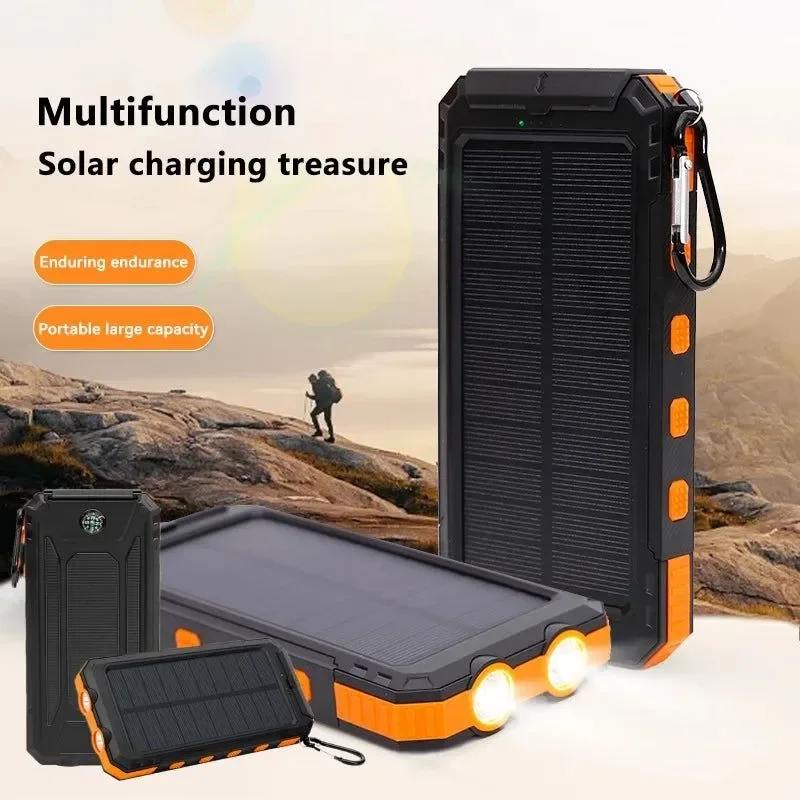 Modern 200000mAh Solar Power Bank – Outdoor Backup Power with Rapid Charging Compass and LED Features Contemporary