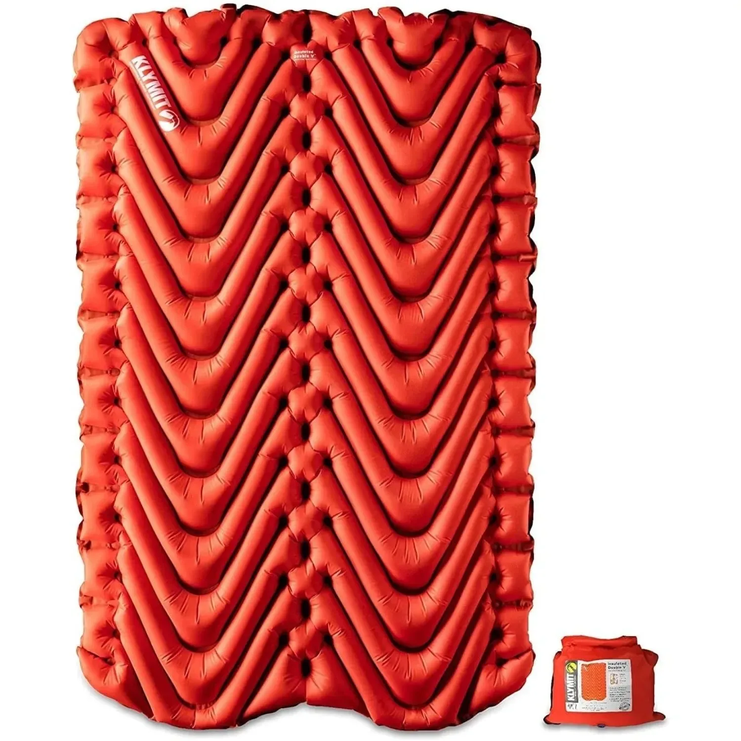 Refined Klymit Insulated Double V Inflatable Sleeping Pad – 2-Person Cold Weather Camping Air Bed with R-Value 4.4 Next-Generation