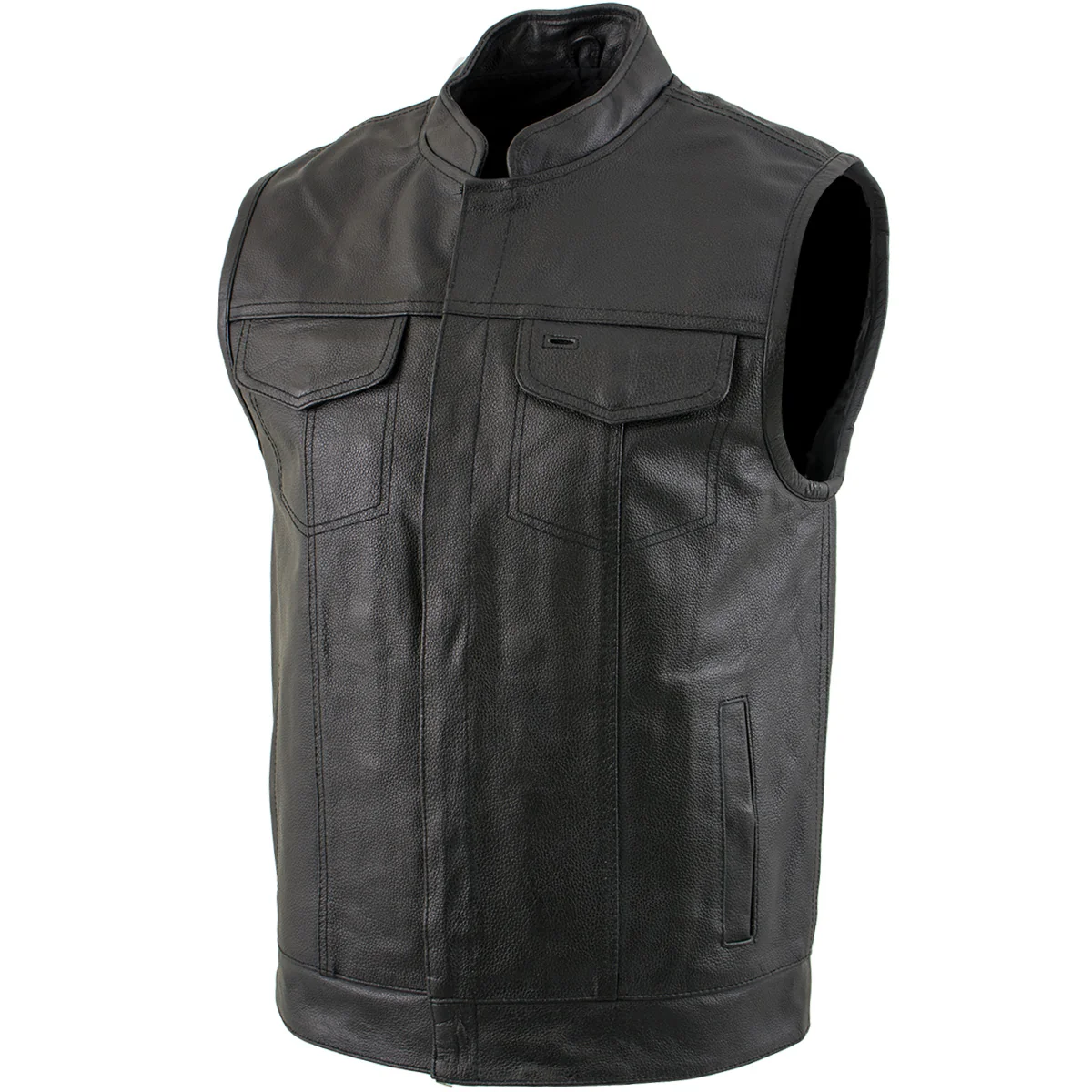 Optimized USA Leather 1205 Men’s Black ‘Combat Style’ Motorcycle Biker Leather Vest High-Quality