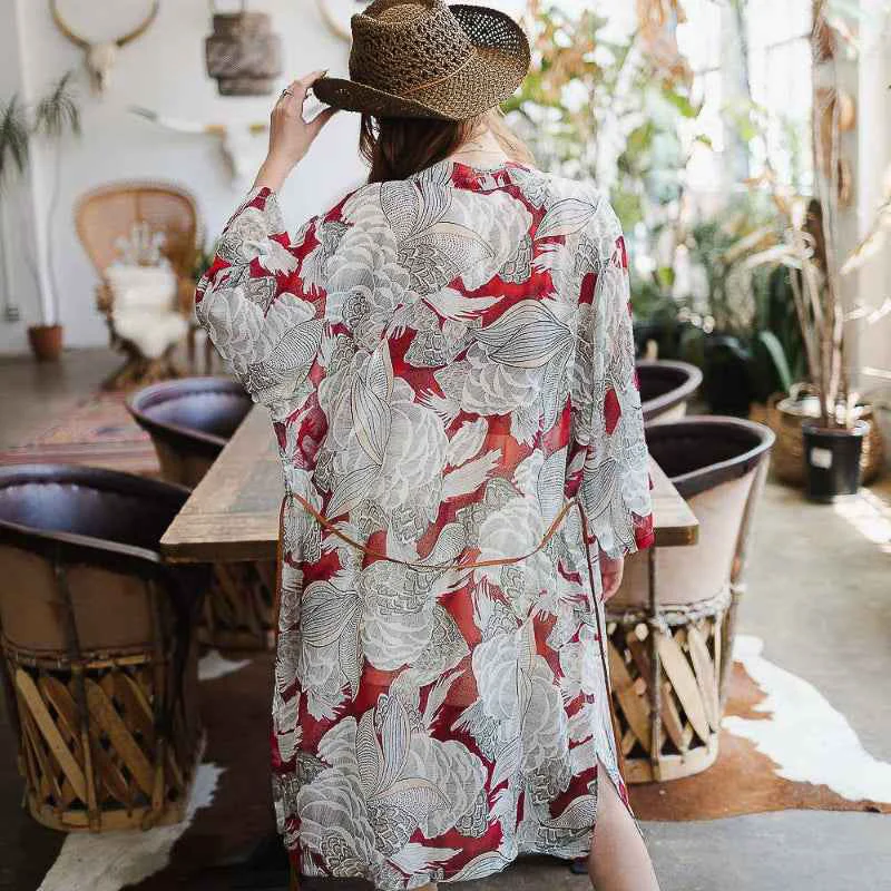 Flexible Retro Vacation Kimono Smooth