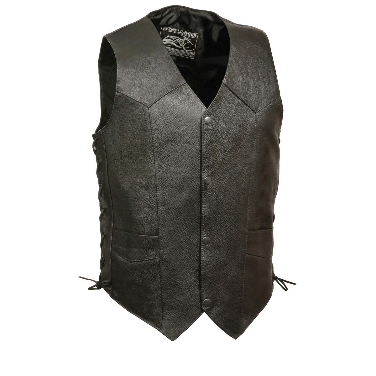 Soft Event Leather XS5315 Men’s Black Classic Side Lace Leather Vest World-Class