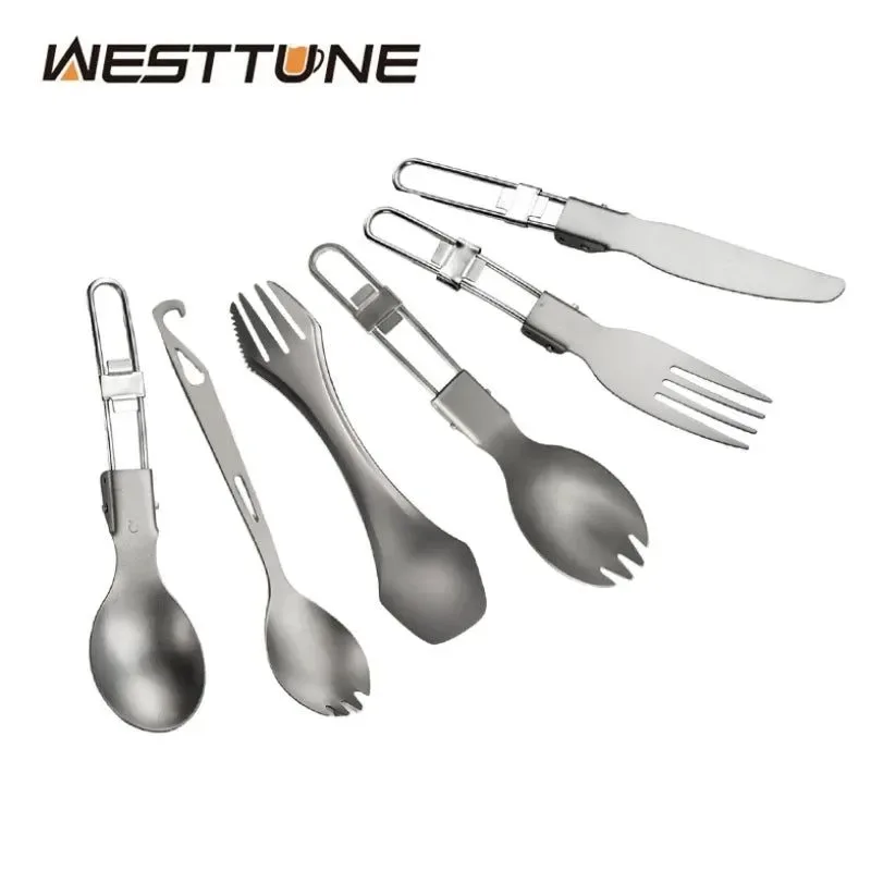 Effective Titanium Camping Cutlery Set – Foldable Spoon Spork Fork Knife for Hiking Travel Outdoor Dining Exclusive