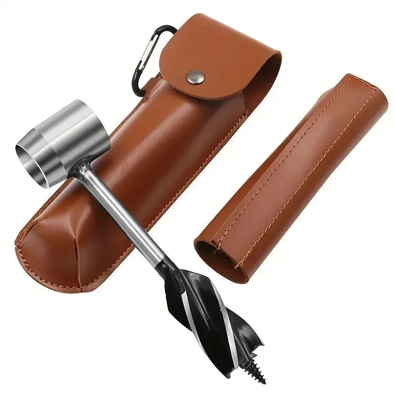 Classic Portable Outdoor Survival Auger Drill Bit Bushcraft Settlers Hand Drill Punch Tool for Camping and Hiking Comfortable