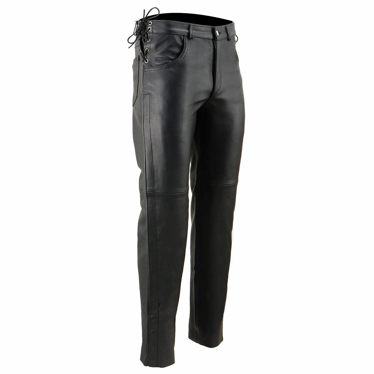 Classic Milwaukee Leather SH1987 Men’s Black Leather Deep Pocket Motorcycle Over Pants with Side Laces Trusted