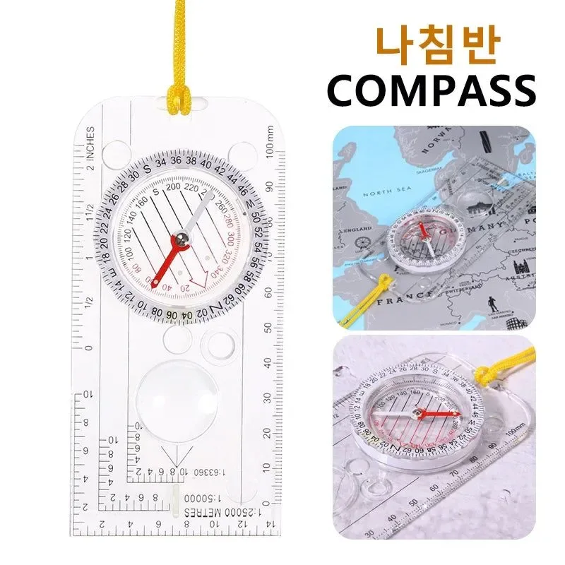 Carefully Designed Flip Multifunctional Mirror Compass with Map Ruler – Compact Hiking Camping Tool Contemporary