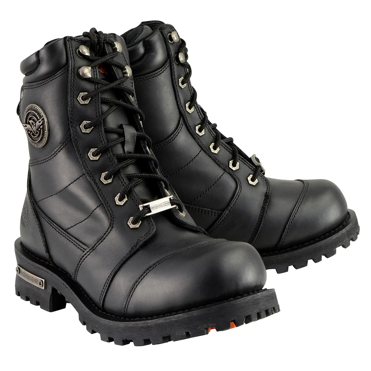 Fast Milwaukee Leather Classic Men’s Black Leather Wide-Width 8-inch Lace-Up Logger Biker Boots MBM9030W Crafted