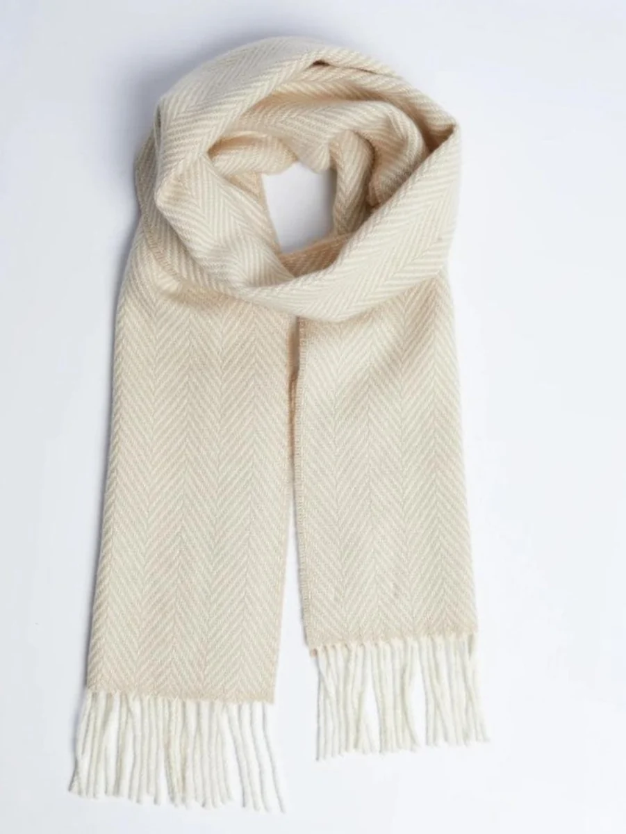 High-Performance Foxford Bone Herringbone Cashmere Blend Scarf Effective