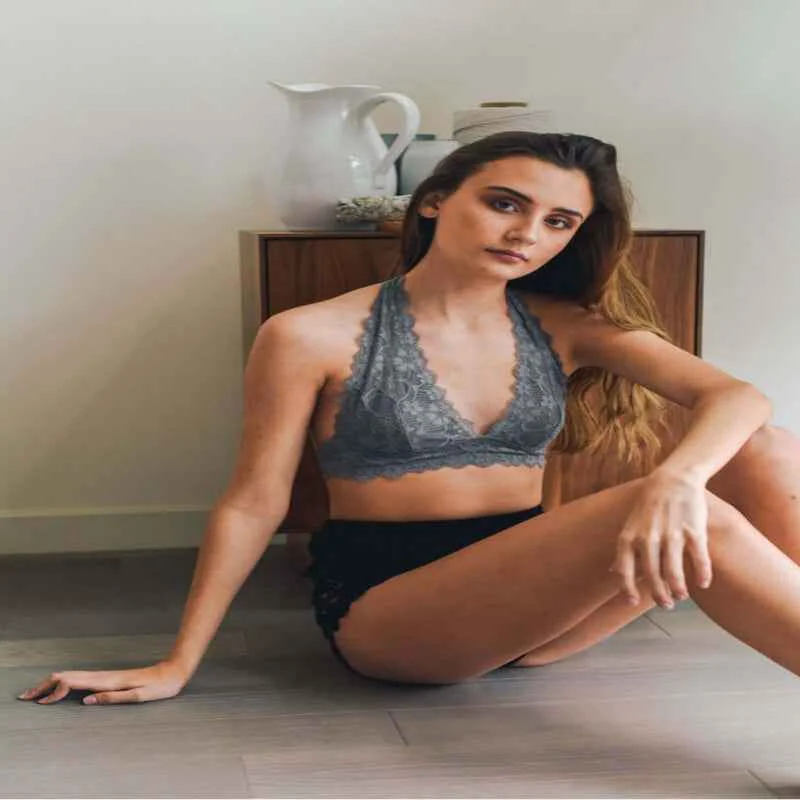 User-Friendly Lace Halter Bralettes Flexible