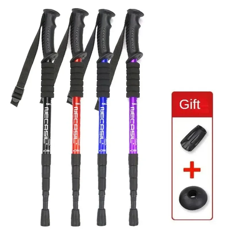 Trendy Aluminium Alloy Telescopic Hiking Poles – Ultralight Walking Cane with Shock Absorber for Trekking and Mountain Climbing High-Performance