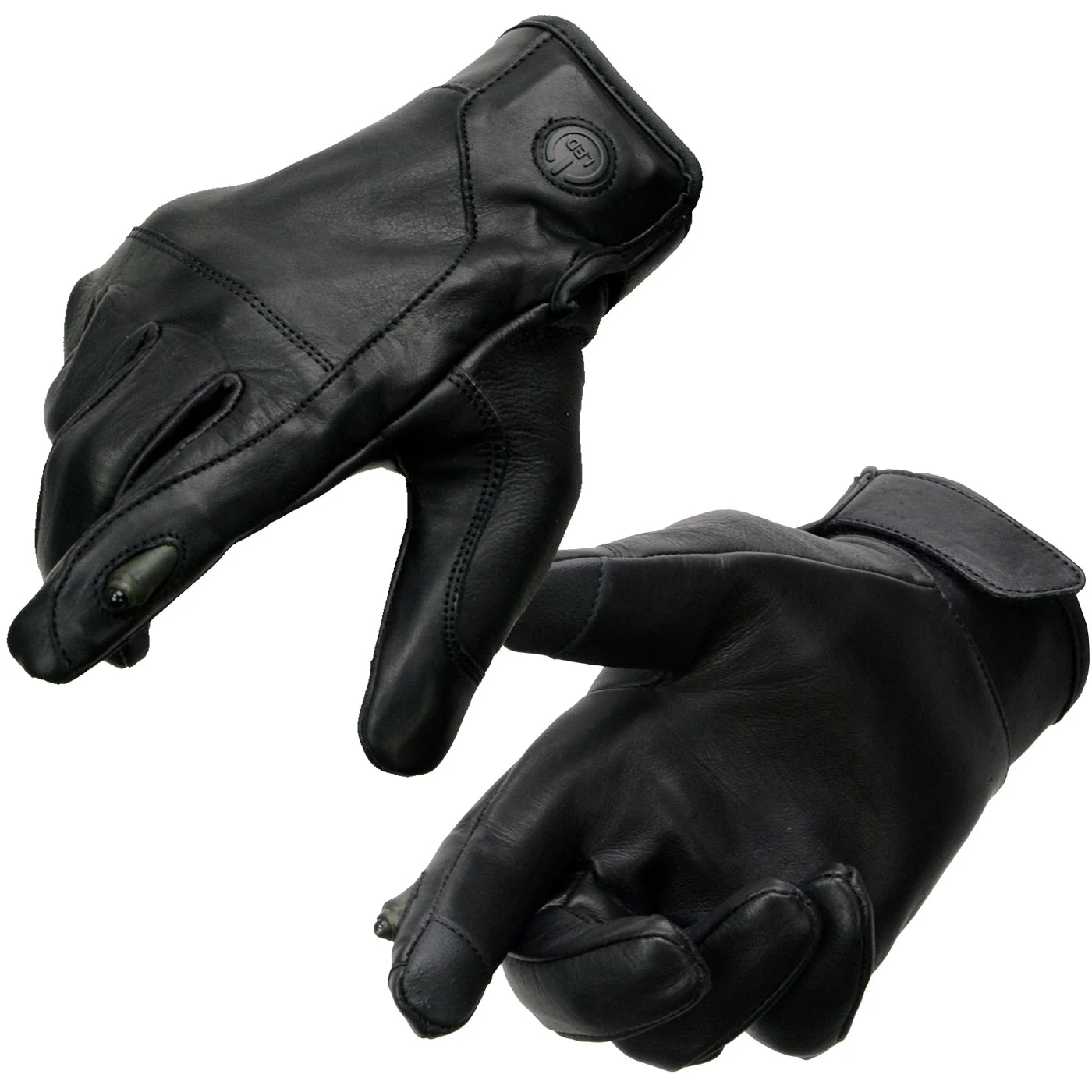 High-Quality Milwaukee Leather MG7599 Men’s Black Leather Motorcycle Gloves w i-Touch Screen and Led Finger Light Long-Lasting