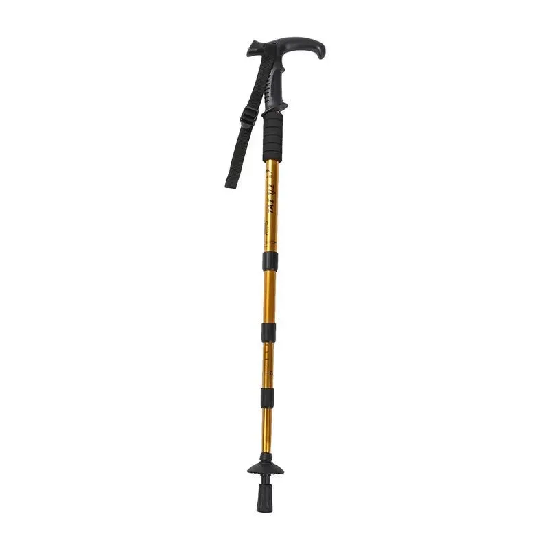 Fashionable Adjustable High-Strength Alloy Trekking Pole – 110cm Wood Handle Hiking Accessory for Men and Women Official
