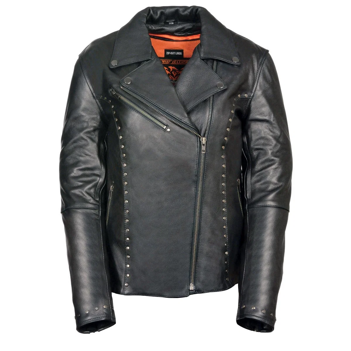 Next-Generation Milwaukee Leather ML1948 Women’s Classic Riveted Motorcycle Black Leather Jacket Fashionable