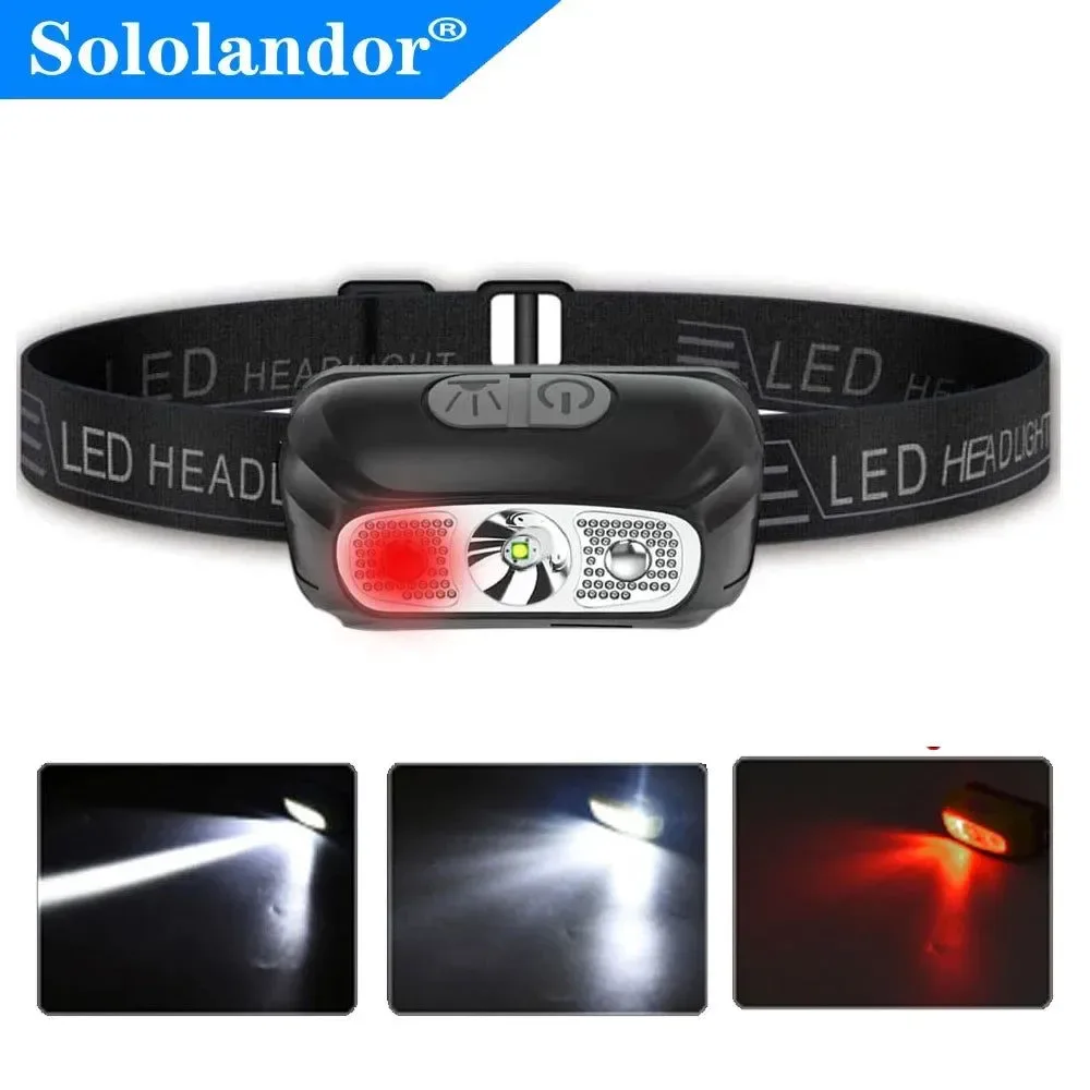 Artisan Mini Headlamp – Red and White USB Rechargeable Head Torch Flashlight for Camping Fishing Hunting Original