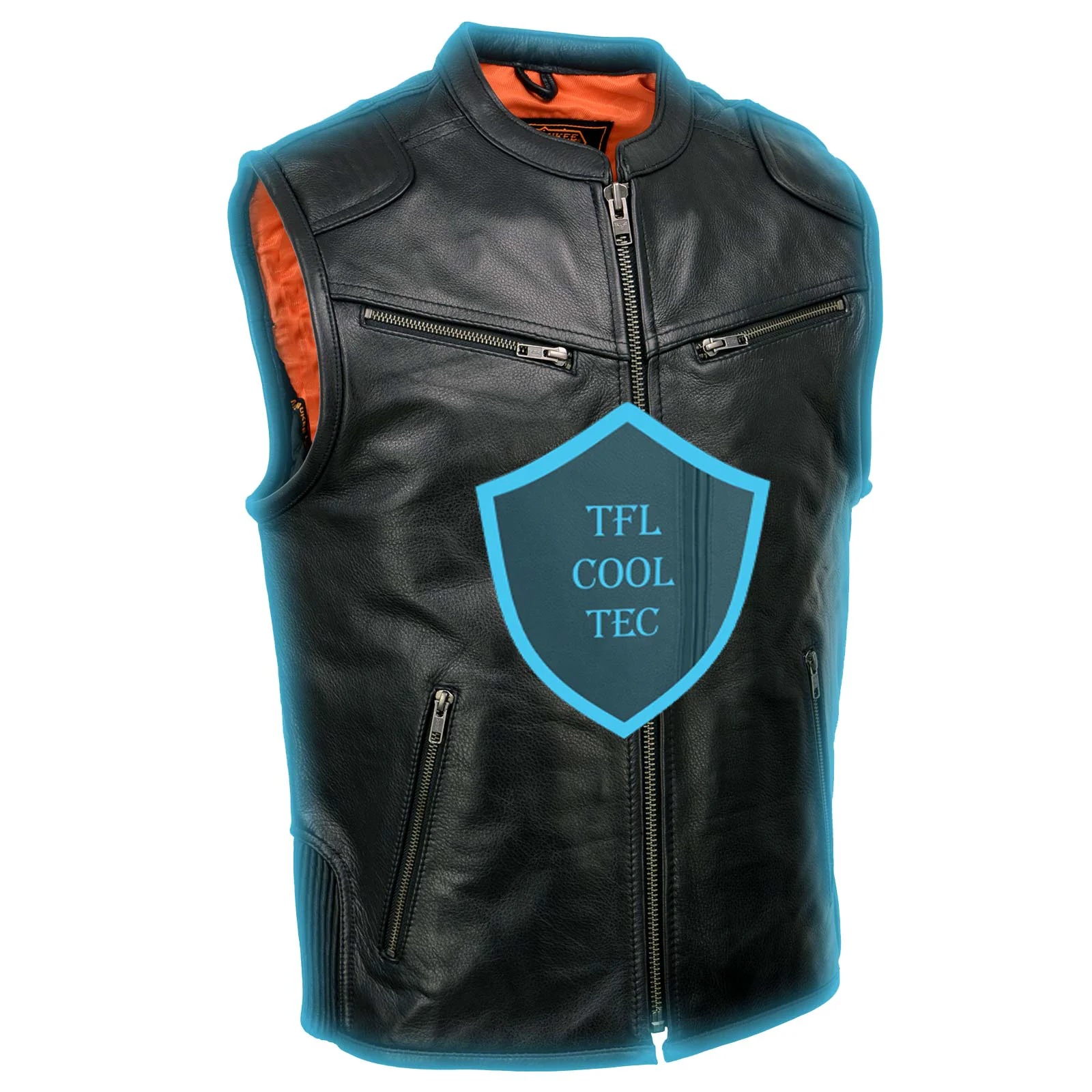 Reusable Milwaukee Leather MLM3502 Men’s Black Premium Leather Motorcycle Rider Vest with Cool-Tec Leather Treatment Tech Trendy