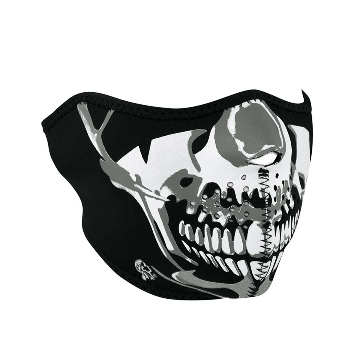 Sophisticated ZanHeadgear WNFM023H Neoprene Half Face Mask Chrome Skull Lightweight