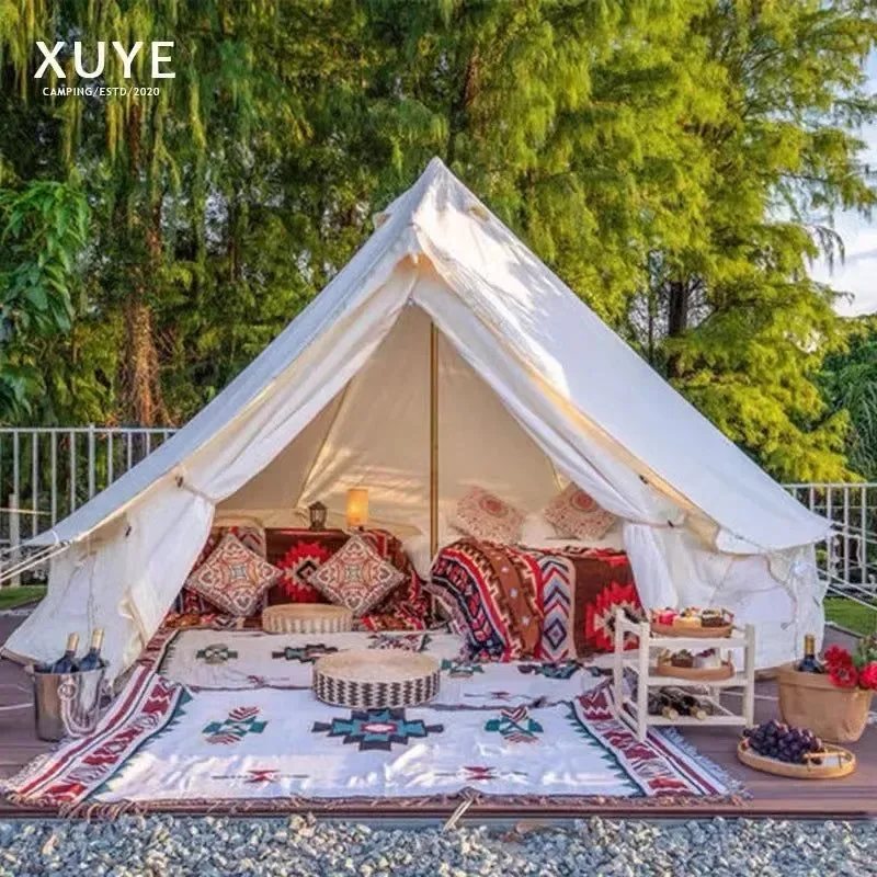 Practical Waterproof Bell Tent with Antiflaming Bottom – 5 8 Person 900D Oxford Four-Season Innovative