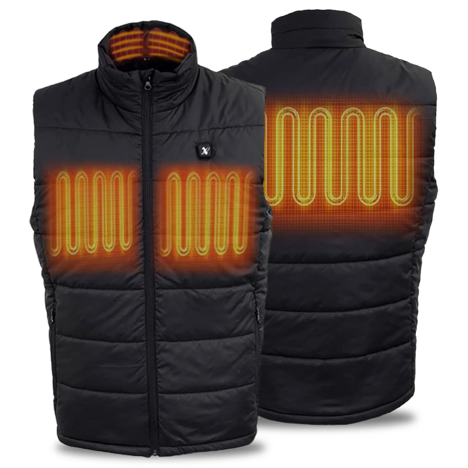 Smooth NexGen NXM3301SET Men’s ‘Puffed’ Black Heated Textile Vest Rechargeable Battery Pack Included Pure