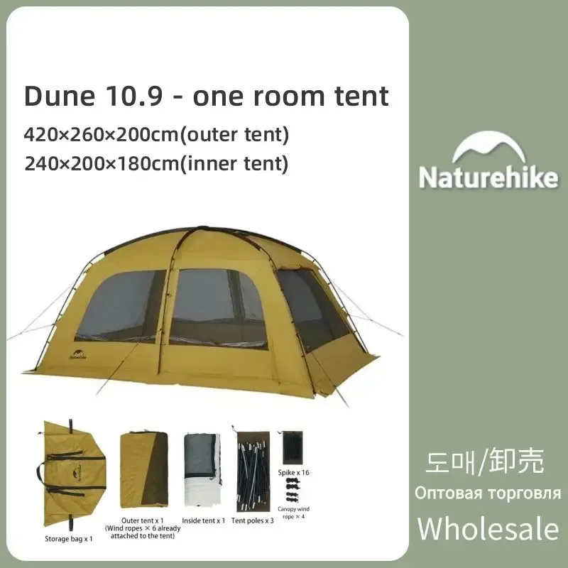 Certified Outdoor Camping Dune 10.9 Family Tent – 4-5 Person 4-Season 150D Oxford 1-Bedroom Living Room User-Friendly