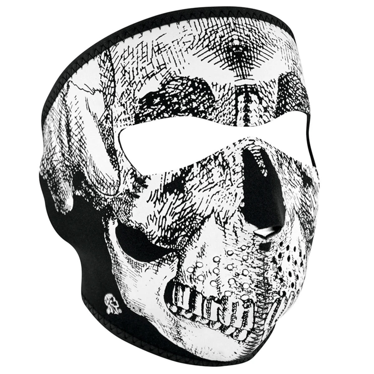 Convenient ZanHeadgear WNFM002 Neoprene Black and White Full-Face Mask with Skull Design High-Quality