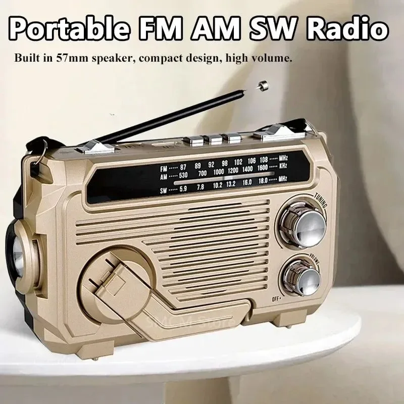 Optimized Portable Solar Emergency Radio – FM AM SW Hand Crank Bluetooth 5.2 Flashlight AUX for Camping Survival Portable Solar Emergency Radio – Stay Connected When It Matters Most Stylish