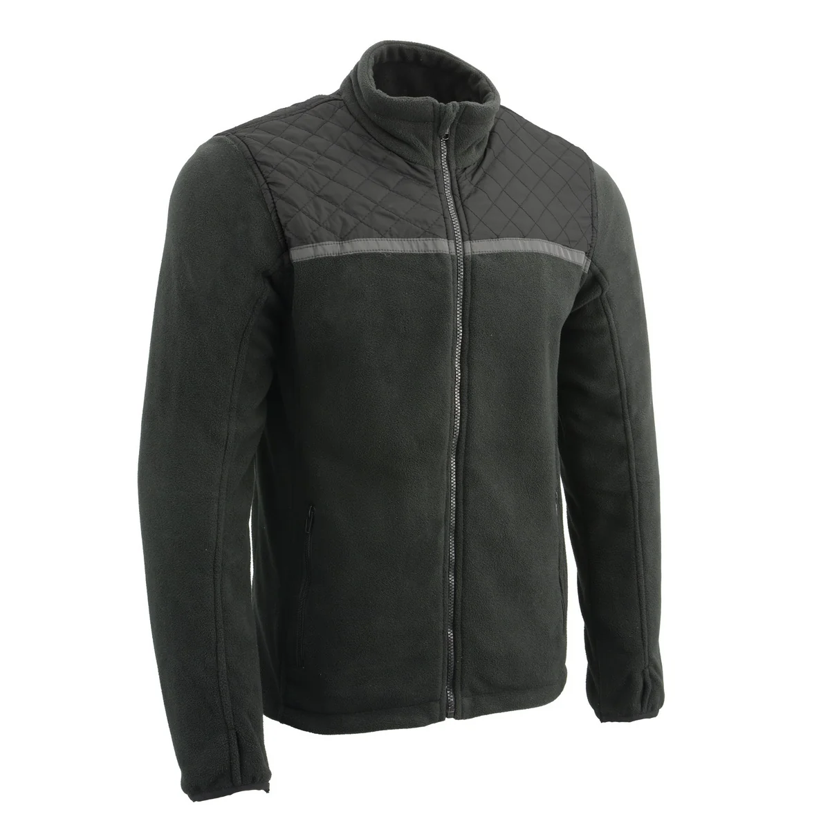 High-Grade Milwaukee Leather MPM1784 Men’s Black Micro Fleece Zipper Front Jacket with Reflective Stripes Unique