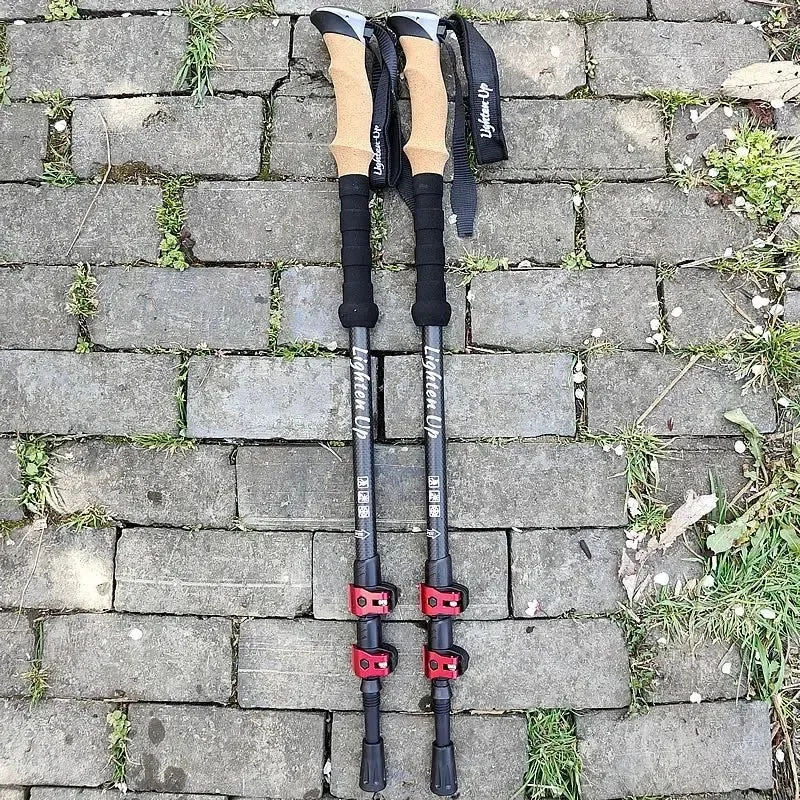 Pure Telescopic Carbon Fiber Trekking Poles Collapsible Lightweight Walking and Hiking Sticks 2pcs Classic