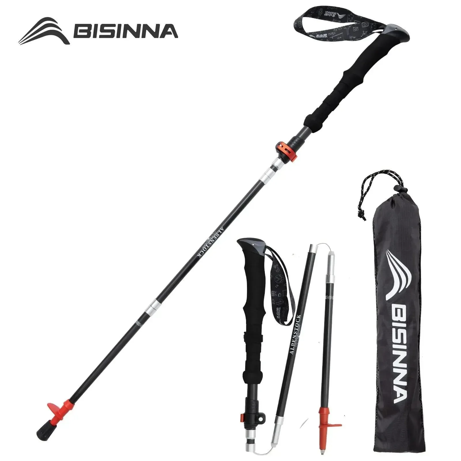 Top-Quality Carbon Fiber Folding Trekking Poles Collapsible Telescopic Sticks for Hiking and Climbing Soft