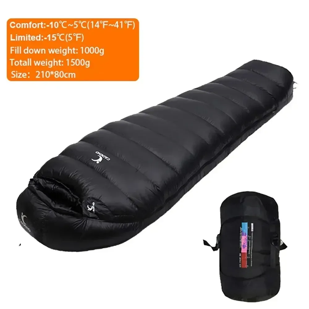 Organic Winter Goose Down Sleeping Bag – 95 White Duck Down -10°C to -20°C Mummy Spliceable Design Recyclable