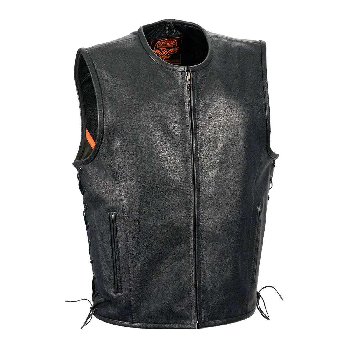 Powerful Milwaukee Leather LKM3741 Men’s Black Seamless Design Leather Vest with Side Laces Exclusive