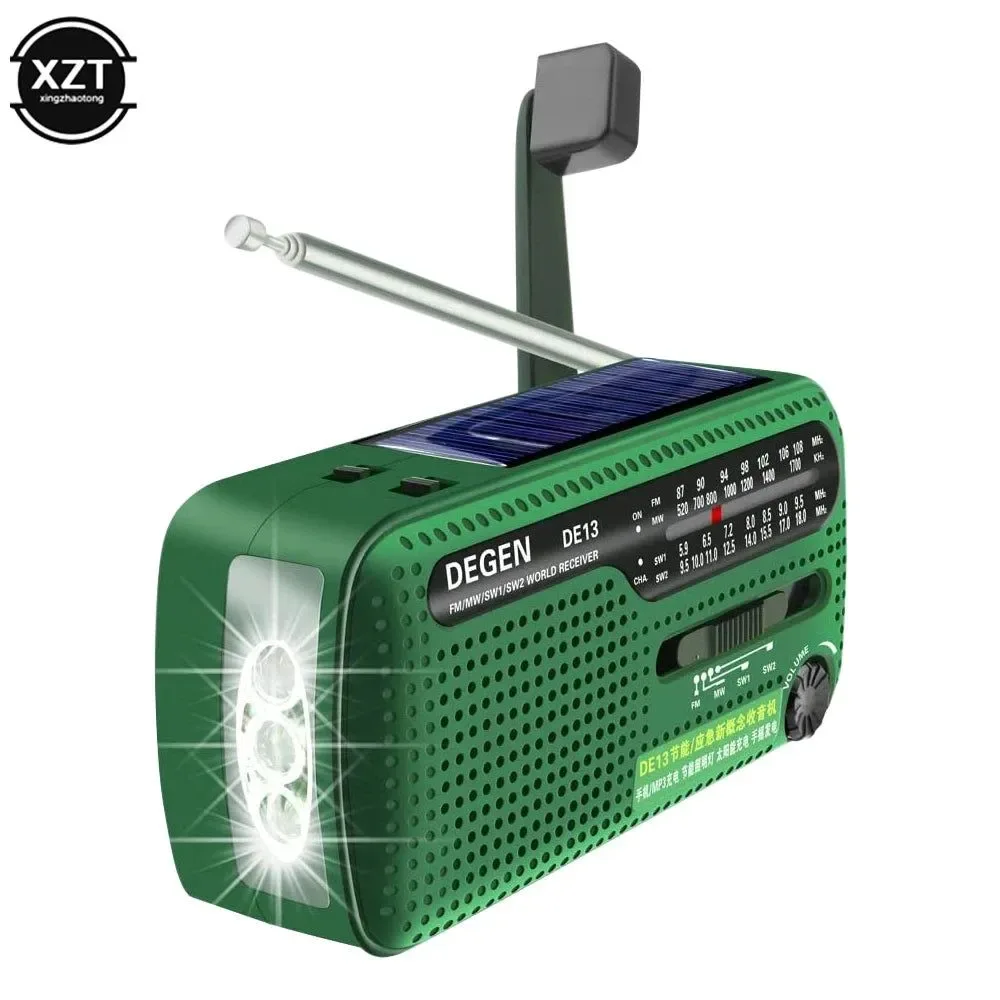 Functional FM AM SW Full Band Radio – Hand Crank Generator Solar Emergency Power Bank Retro Portable Radio Receiver Modern