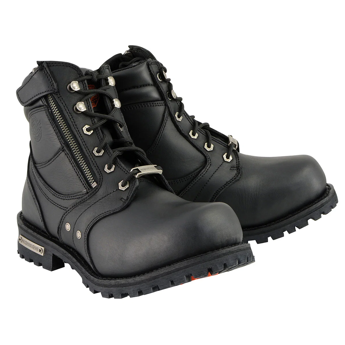 Efficient Milwaukee Leather Men’s Black Leather 6-inch Lace-Up Motorcycle Biker Rider Boots w Zipper Closure MBM9050 Advanced