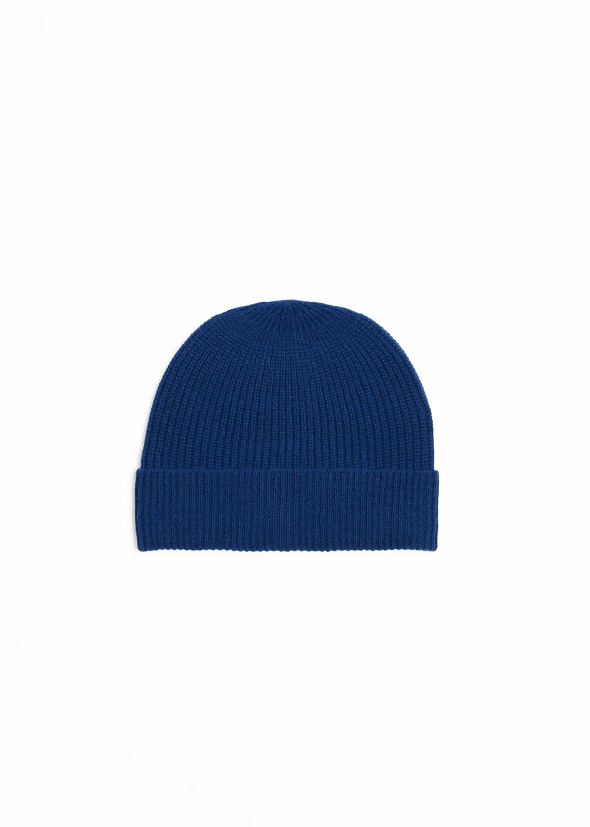 Effective Foxford Navy Ribbed Cashmere Beanie Premium
