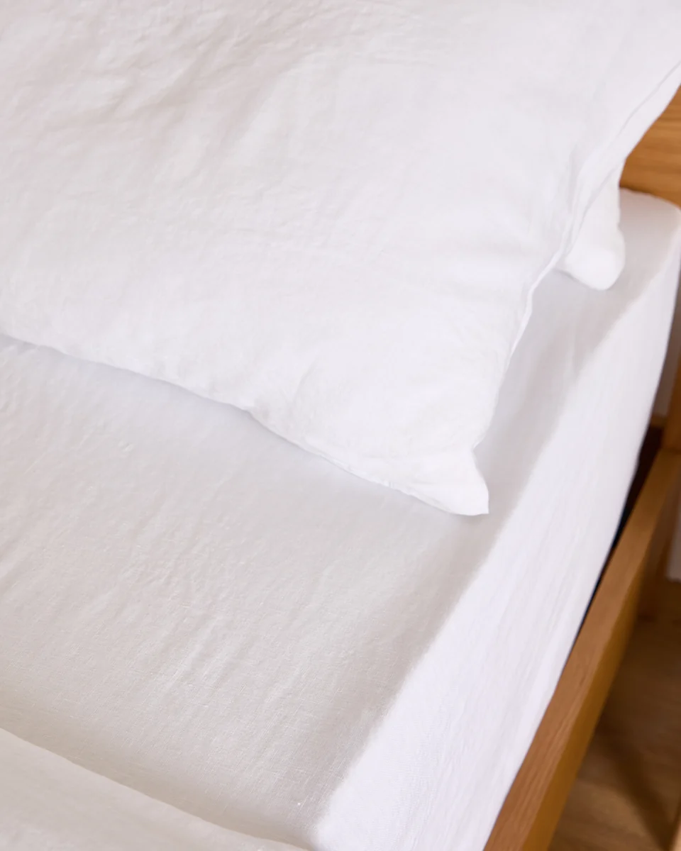 High-Grade Foxford White Pure Linen Fitted Sheet Top-Quality