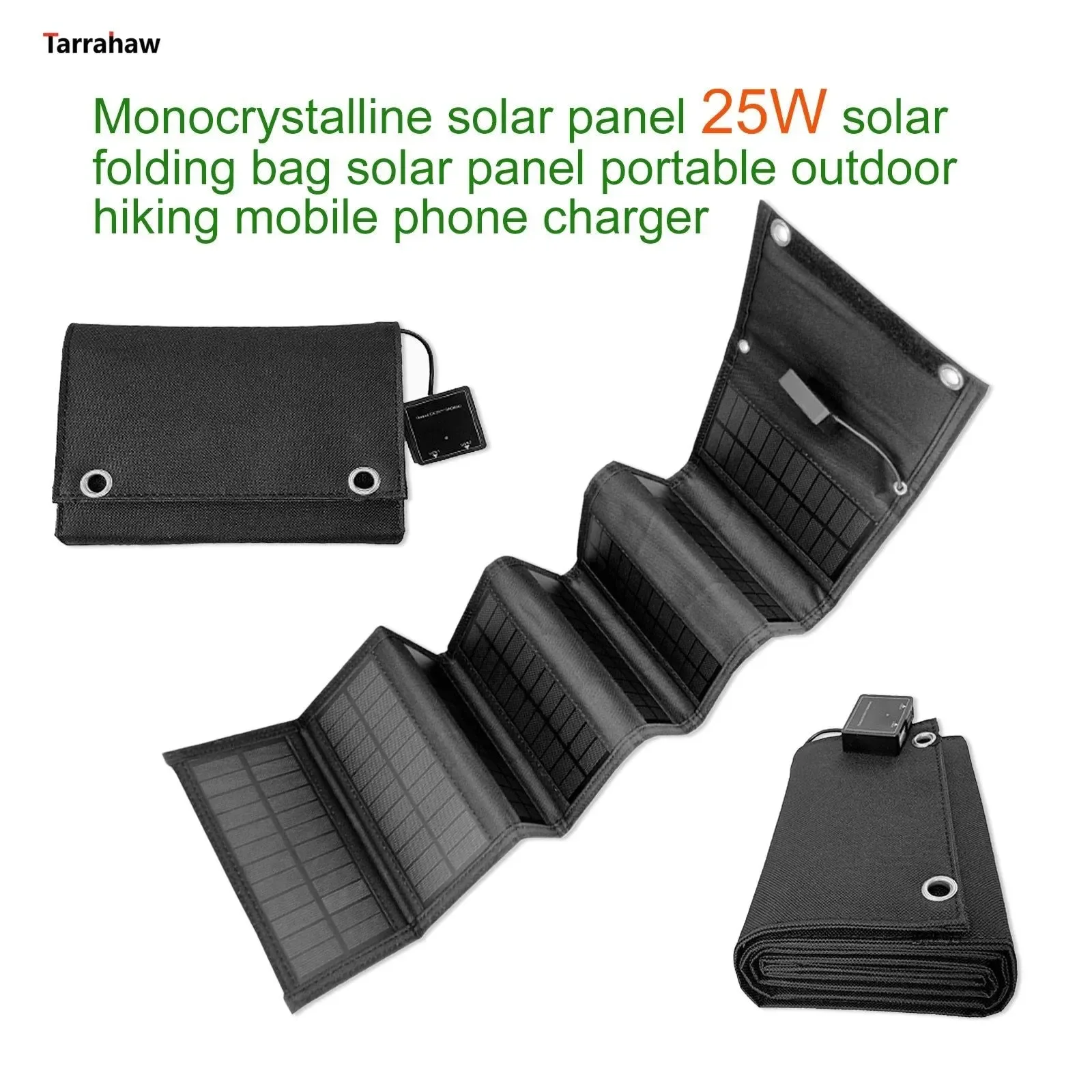 Sustainable Foldable Solar Panel 25W Portable PV Cell Folding Bag 2USB Output Outdoor Power Bank Hiking Mobile Phone Charger Contemporary