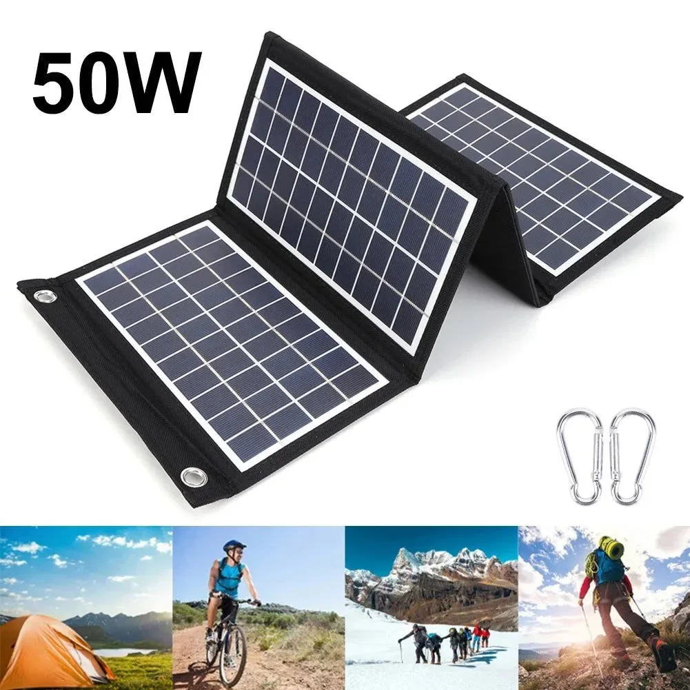 Recyclable Foldable Solar Panel 30W 40W 50W with Dual USB – Portable Battery Charger for Outdoor Activities Camping Hiking and Tourism Fast
