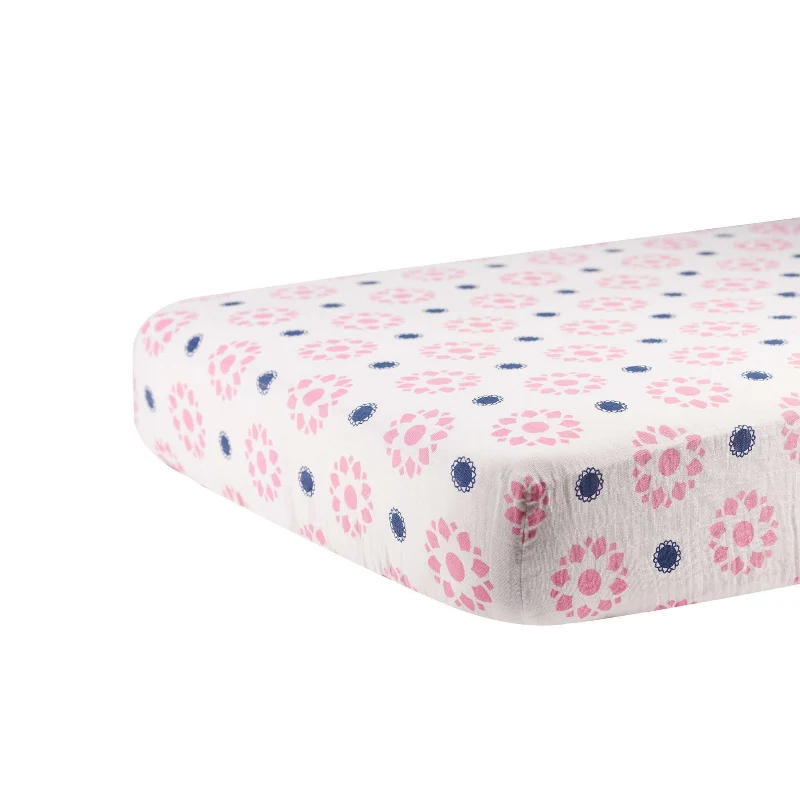 Refined Primrose Indigo Crib Sheet Certified