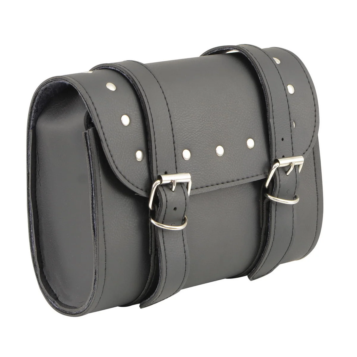 Practical Milwaukee Leather SH63601 Black PVC Double Buckle Studded Motorcycle Tool Bag Premium Material