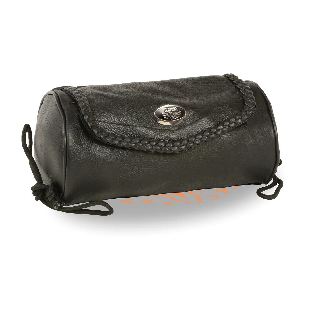 Fine Crafted Milwaukee Leather SH495 Black Soft Leather Braided Medium Size Tool Pouch for Motorcycles Reliable