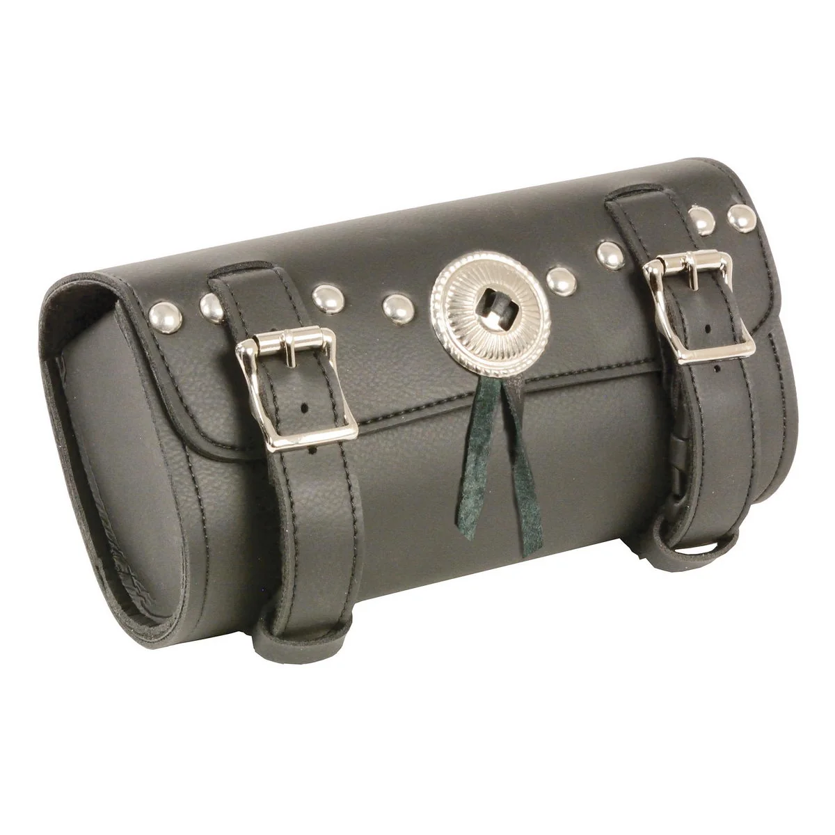 Stylish Milwaukee Leather SH49702 Black PVC Double Buckle Studded Motorcycle Tool Bag Lightweight