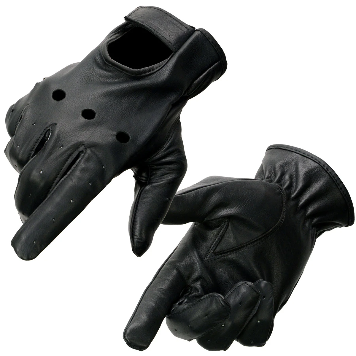 Artisan Milwaukee Leather SH247 Men’s Black Perforated Leather Full Finger Motorcycle Hand Gloves W Breathable Open Knuckle Superior